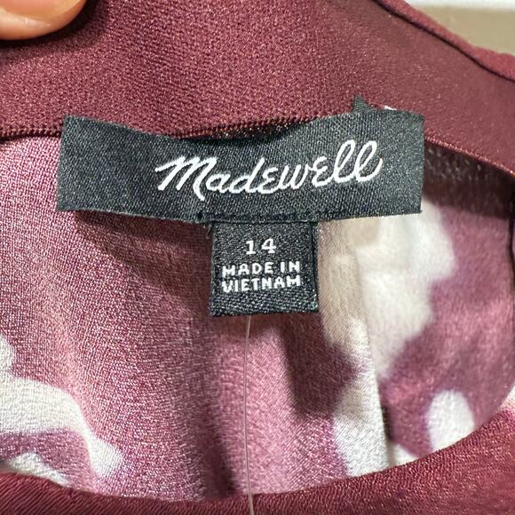 Madewell NWT Maxi Slip Skirt Floral Bordeaux Red Sz 14 Cottage Boho 90s Feminine - Picture 8 of 13